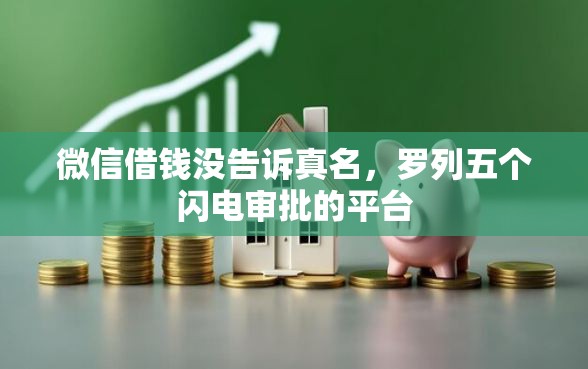 微信借钱没告诉真名，罗列五个闪电审批的平台