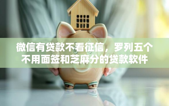 微信有贷款不看征信，罗列五个不用面签和芝麻分的贷款软件