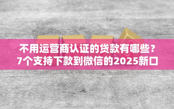 不用运营商认证的贷款有哪些？7个支持下款到微信的2025新口子