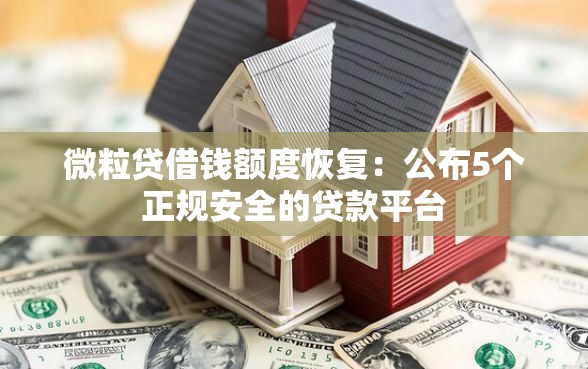 微粒贷借钱额度恢复：公布5个正规安全的贷款平台