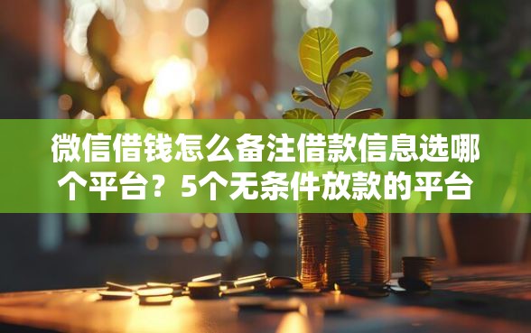 微信借钱怎么备注借款信息选哪个平台？5个无条件放款的平台5w推荐
