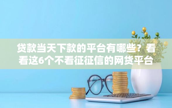 贷款当天下款的平台有哪些？看看这6个不看征征信的网货平台怎么样