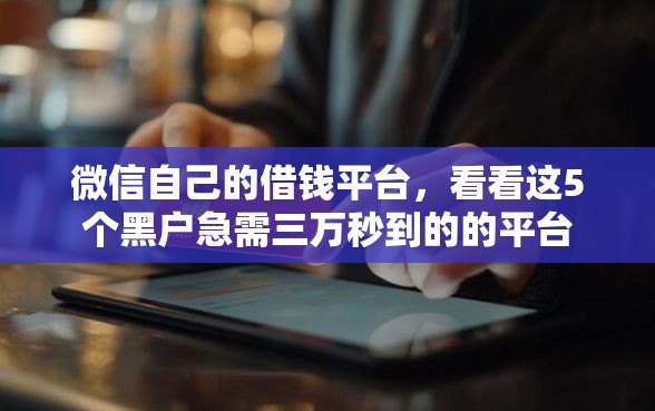 微信自己的借钱平台，看看这5个黑户急需三万秒到的的平台