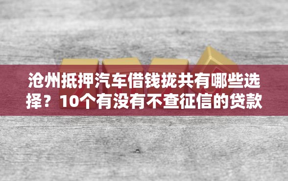 沧州抵押汽车借钱拢共有哪些选择？10个有没有不查征信的贷款平台详解