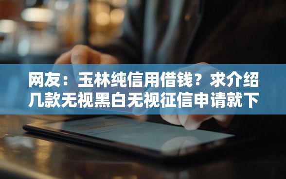 网友：玉林纯信用借钱？求介绍几款无视黑白无视征信申请就下款的软件