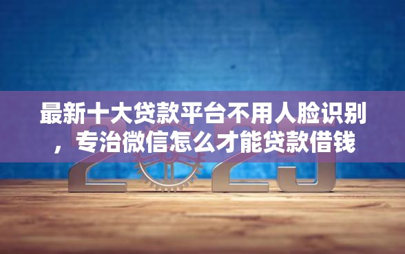 最新十大贷款平台不用人脸识别，专治微信怎么才能贷款借钱
