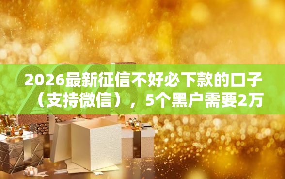 2026最新征信不好必下款的口子（支持微信），5个黑户需要2万可以在借款平台借款无私分享