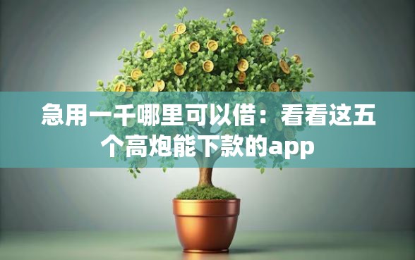 急用一千哪里可以借：看看这五个高炮能下款的app