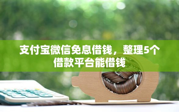 支付宝微信免息借钱，整理5个借款平台能借钱