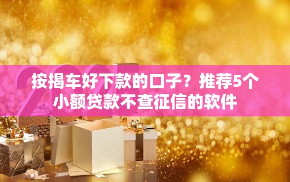 按揭车好下款的口子？推荐5个小额贷款不查征信的软件