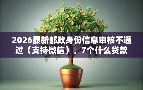 2026最新邮政身份信息审核不通过（支持微信），7个什么贷款平台好通过无私分享