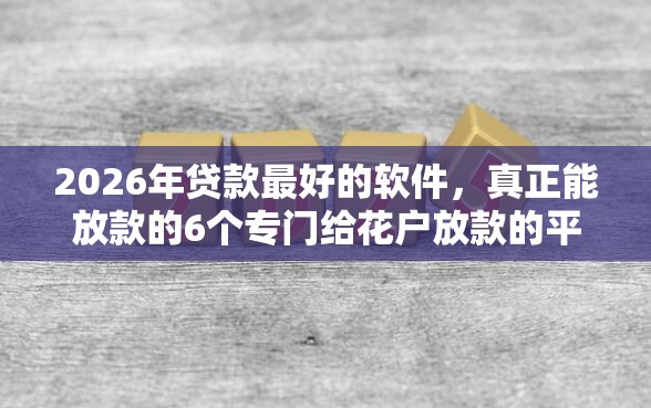 2026年贷款最好的软件，真正能放款的6个专门给花户放款的平台推荐