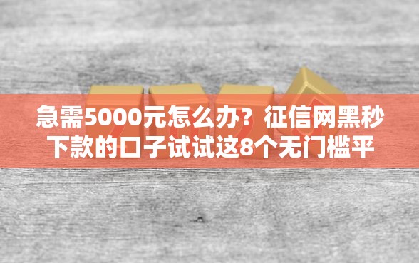 急需5000元怎么办？征信网黑秒下款的口子试试这8个无门槛平台
