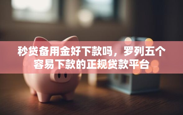 秒贷备用金好下款吗，罗列五个容易下款的正规贷款平台