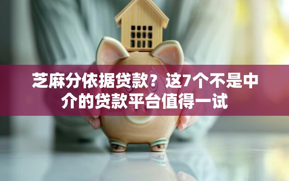 芝麻分依据贷款？这7个不是中介的贷款平台值得一试