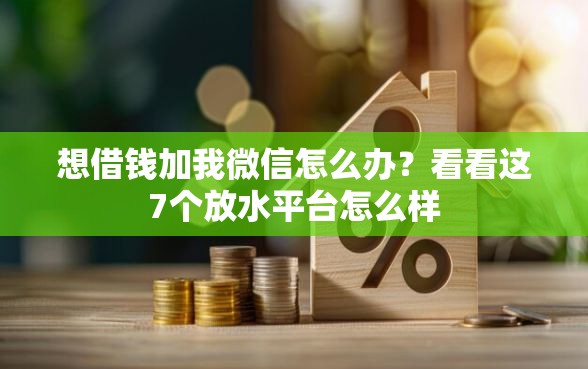 想借钱加我微信怎么办？看看这7个放水平台怎么样