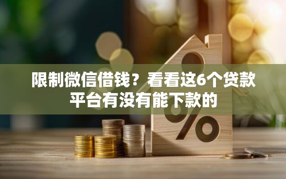 限制微信借钱？看看这6个贷款平台有没有能下款的