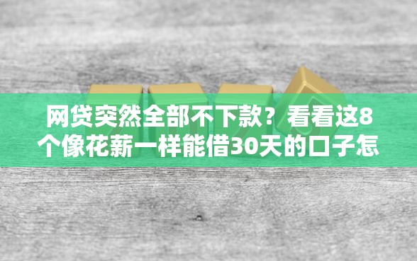 网贷突然全部不下款？看看这8个像花薪一样能借30天的口子怎么样