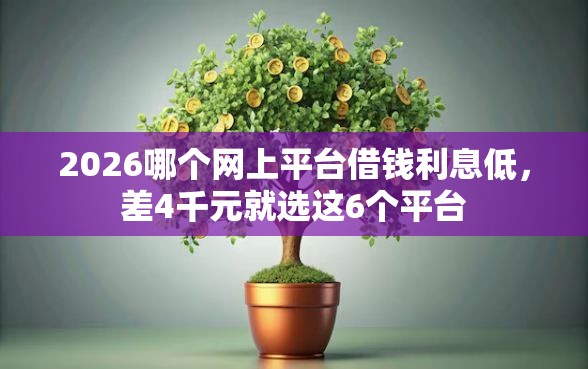 2026哪个网上平台借钱利息低，差4千元就选这6个平台