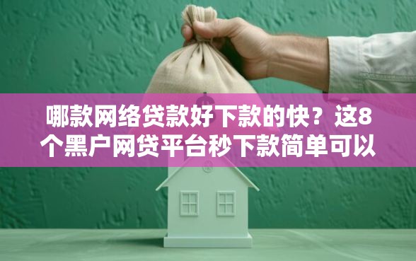 哪款网络贷款好下款的快？这8个黑户网贷平台秒下款简单可以试试