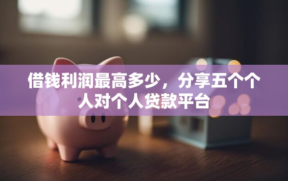 借钱利润最高多少，分享五个个人对个人贷款平台