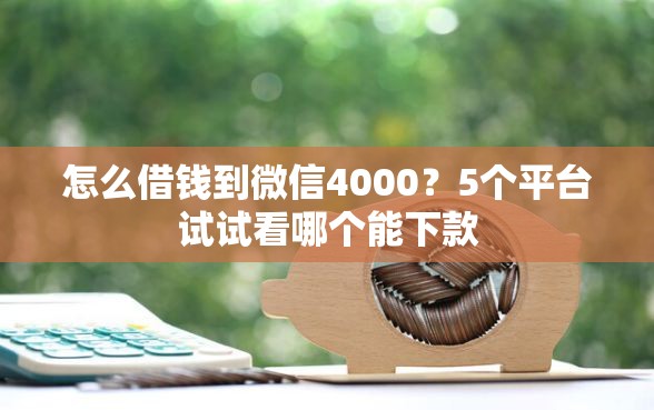 怎么借钱到微信4000？5个平台试试看哪个能下款