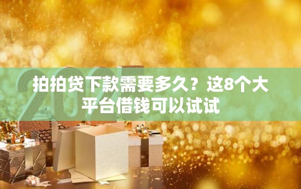 拍拍贷下款需要多久？这8个大平台借钱可以试试