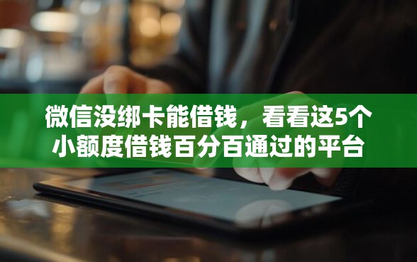 微信没绑卡能借钱，看看这5个小额度借钱百分百通过的平台