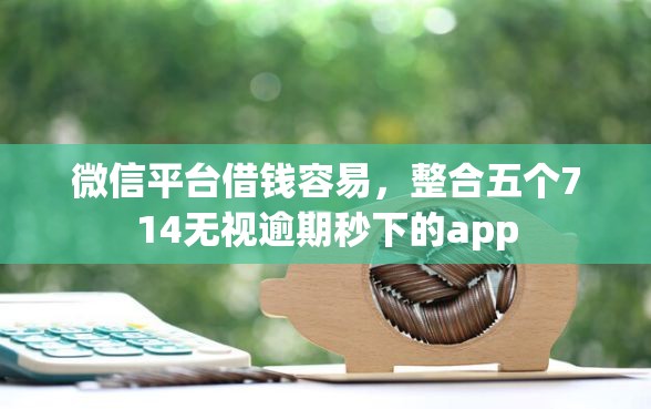 微信平台借钱容易，整合五个714无视逾期秒下的app