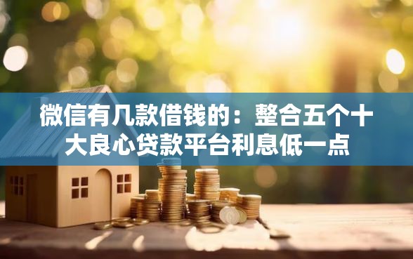 微信有几款借钱的：整合五个十大良心贷款平台利息低一点