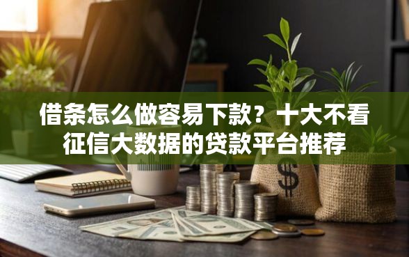 借条怎么做容易下款？十大不看征信大数据的贷款平台推荐