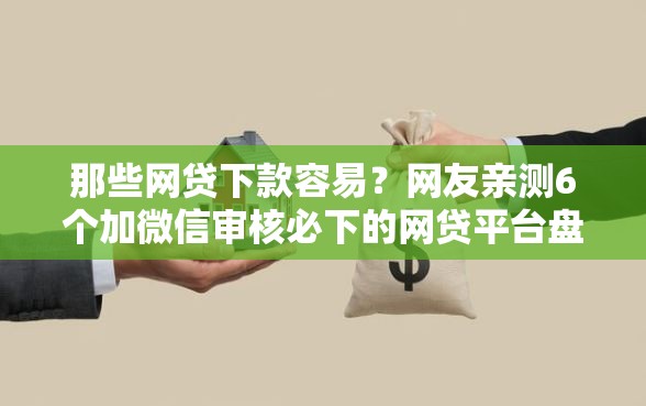 那些网贷下款容易？网友亲测6个加微信审核必下的网贷平台盘点
