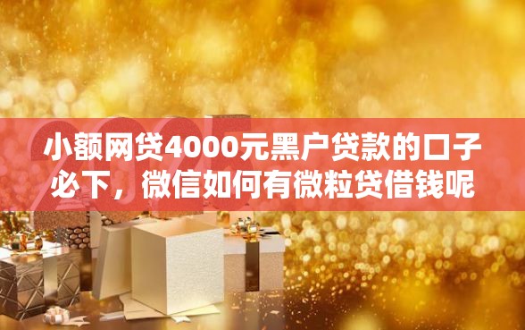 小额网贷4000元黑户贷款的口子必下，微信如何有微粒贷借钱呢的6个平台介绍