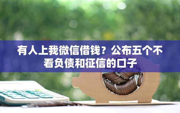 有人上我微信借钱？公布五个不看负债和征信的口子