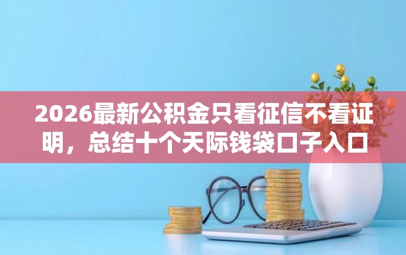 2026最新公积金只看征信不看证明，总结十个天际钱袋口子入口！