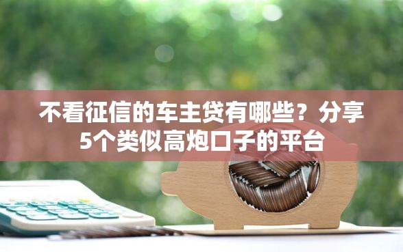 不看征信的车主贷有哪些？分享5个类似高炮口子的平台