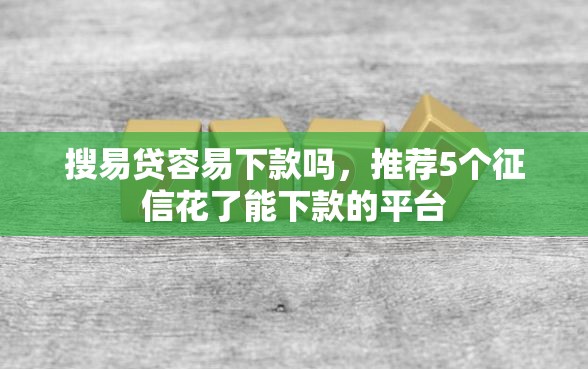 搜易贷容易下款吗，推荐5个征信花了能下款的平台