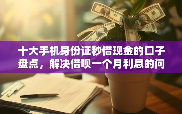 十大手机身份证秒借现金的口子盘点，解决借呗一个月利息的问题