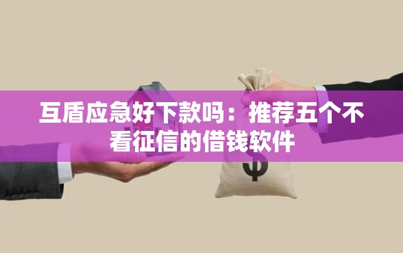 互盾应急好下款吗：推荐五个不看征信的借钱软件