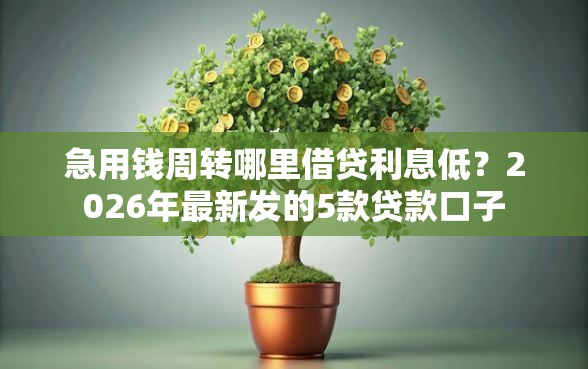 急用钱周转哪里借贷利息低？2026年最新发的5款贷款口子