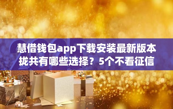 慧借钱包app下载安装最新版本拢共有哪些选择？5个不看征信的小额借款平台详解