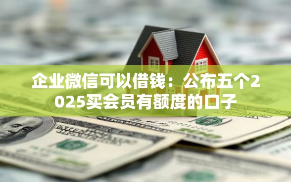 企业微信可以借钱：公布五个2025买会员有额度的口子
