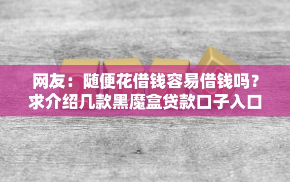 网友：随便花借钱容易借钱吗？求介绍几款黑魔盒贷款口子入口2025