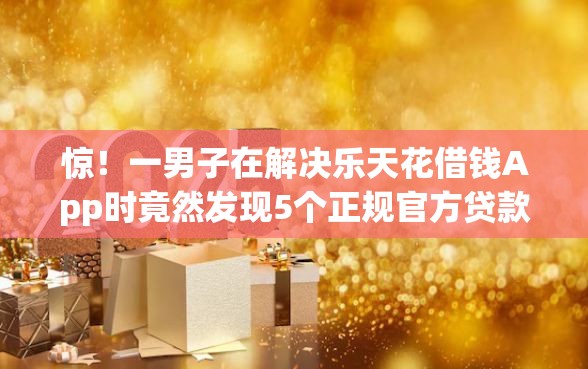 惊！一男子在解决乐天花借钱App时竟然发现5个正规官方贷款平台，事后分享了出来
