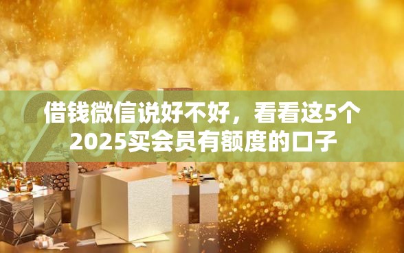 借钱微信说好不好，看看这5个2025买会员有额度的口子