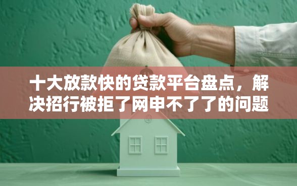 十大放款快的贷款平台盘点，解决招行被拒了网申不了了的问题