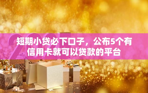 短期小贷必下口子，公布5个有信用卡就可以贷款的平台