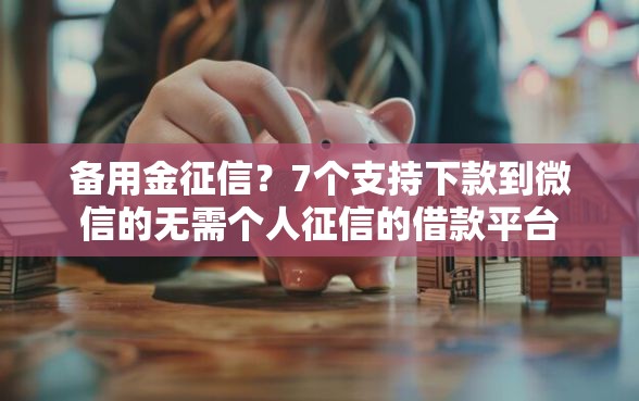 备用金征信?7个支持下款到微信的无需个人征信的借款平台 备用金征信?7个支持下款到微信的无需个人征信的借款平台