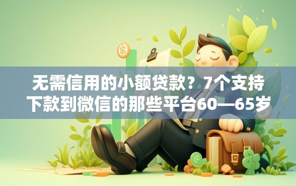 无需信用的小额贷款？7个支持下款到微信的那些平台60—65岁可以借钱
