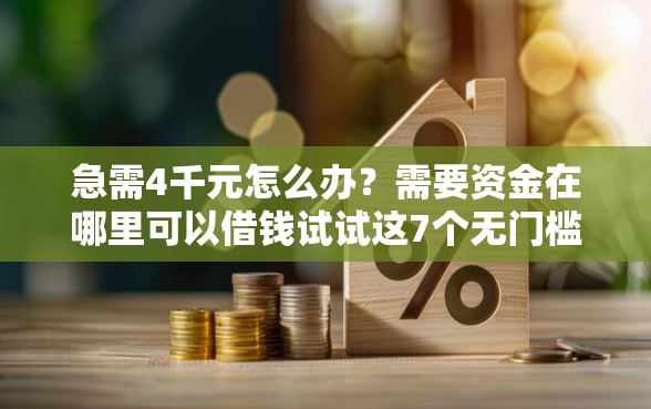 急需4千元怎么办？需要资金在哪里可以借钱试试这7个无门槛平台